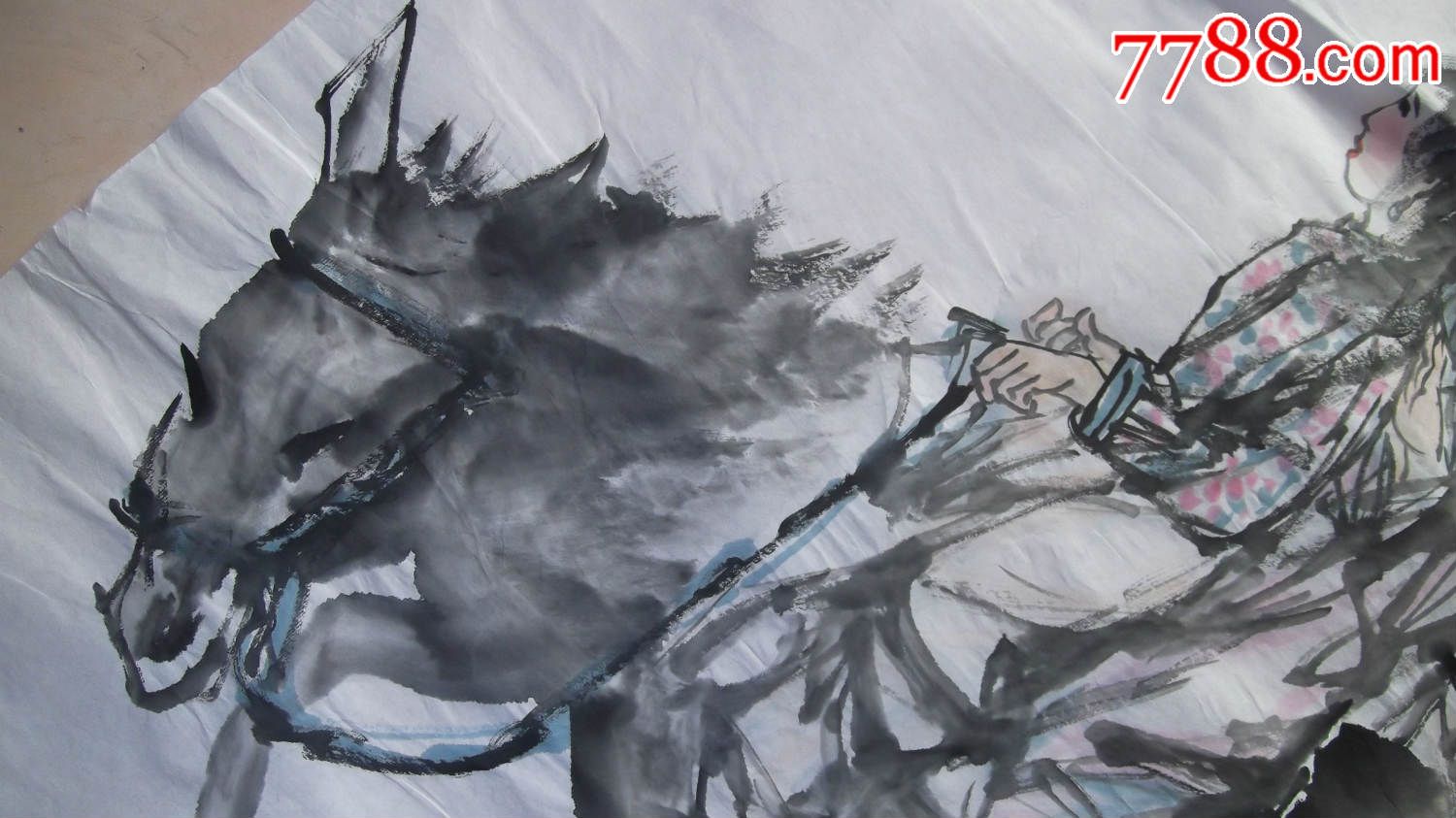 现代人物画写意人物画国画,尺寸大,归来图,包纯手工画的