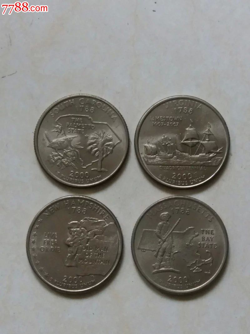 美国五十州纪念币【南卡罗来纳州】【弗吉尼亚州】【新罕布什而州】