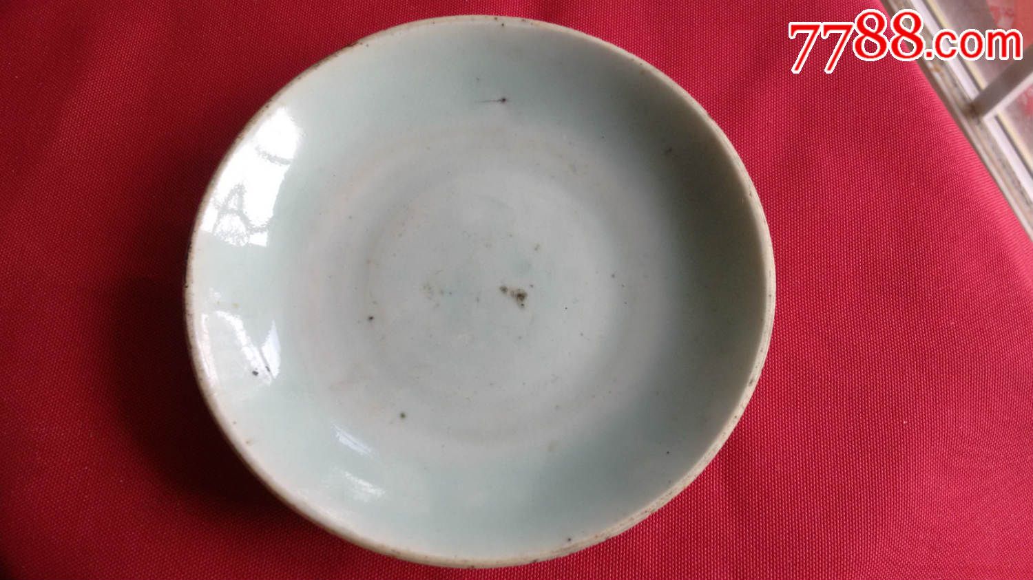 瓷器古玩古董民俗杂项保真包老.清朝豆青釉盘子豆青釉碟子