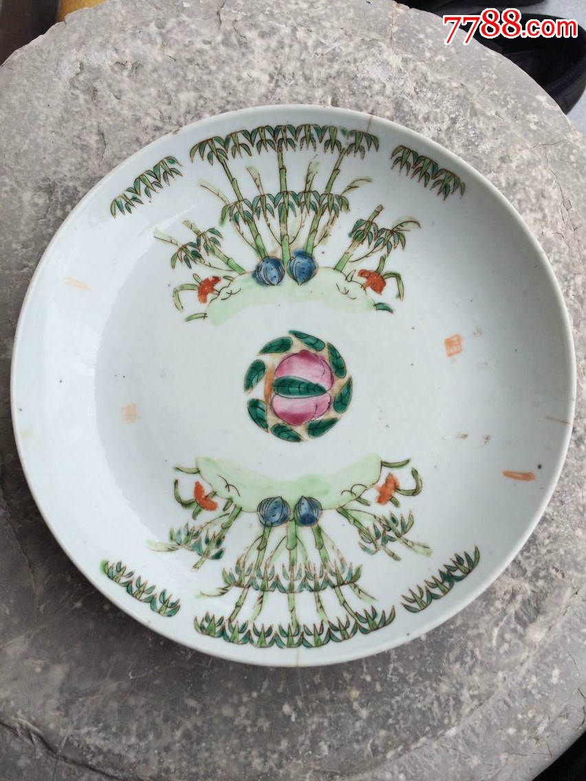 清晚粉彩纹竹盘_彩绘瓷/彩瓷_收藏价格_鉴定交易_7788瓷器网