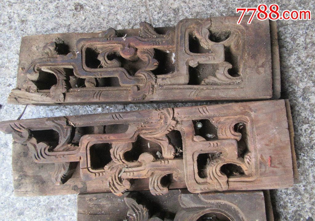 明代木雕角花两对