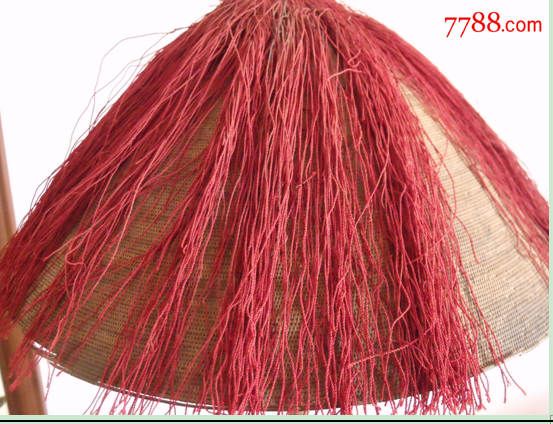 清代官府用品官帽藤丝凉帽已坏帽缨子当配饰用古董收藏