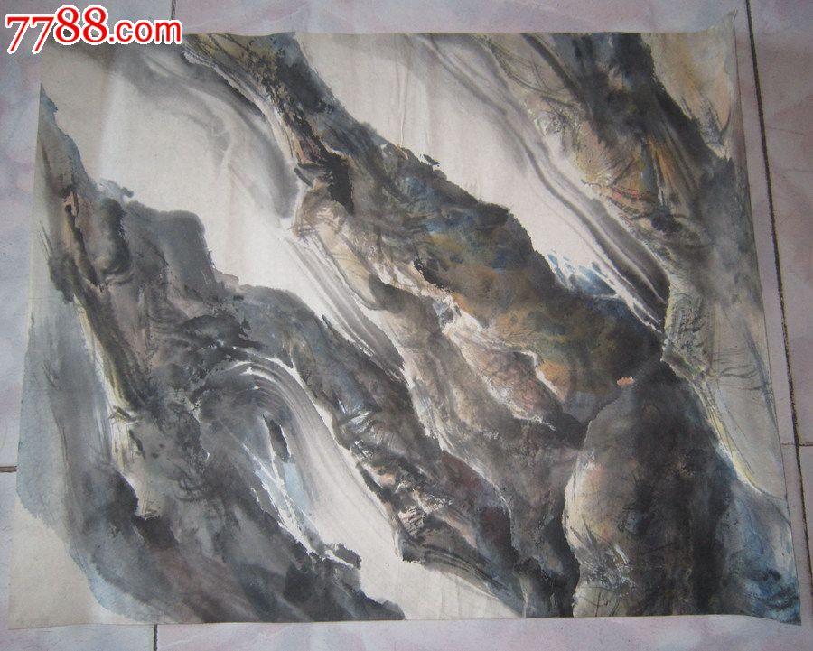 手绘水墨画-抽象山水-大约58*48cm-10423-se35374438-山水国画原作