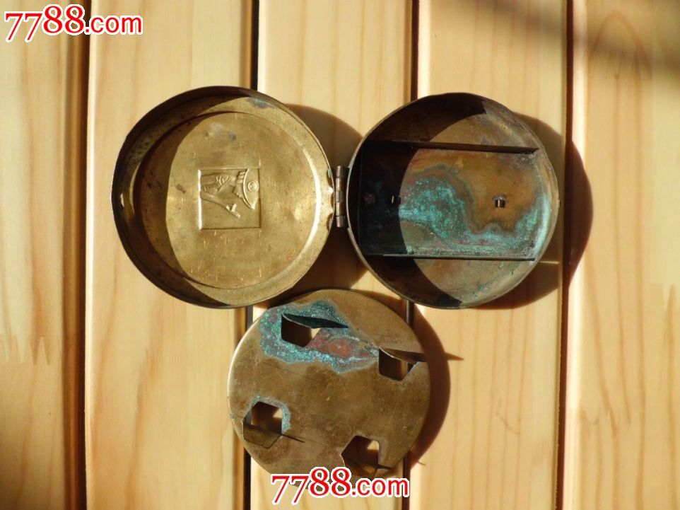 民国分体组合铜胭脂盒