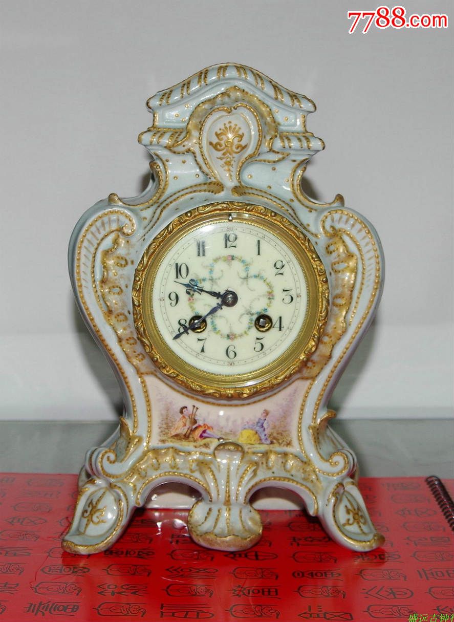 18*0年左右法国产古董瓷壳钟_座钟/落地钟_第1张_7788钟表收藏