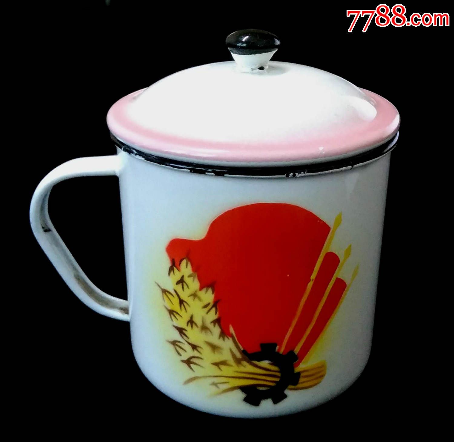 文革搪瓷缸三面红旗