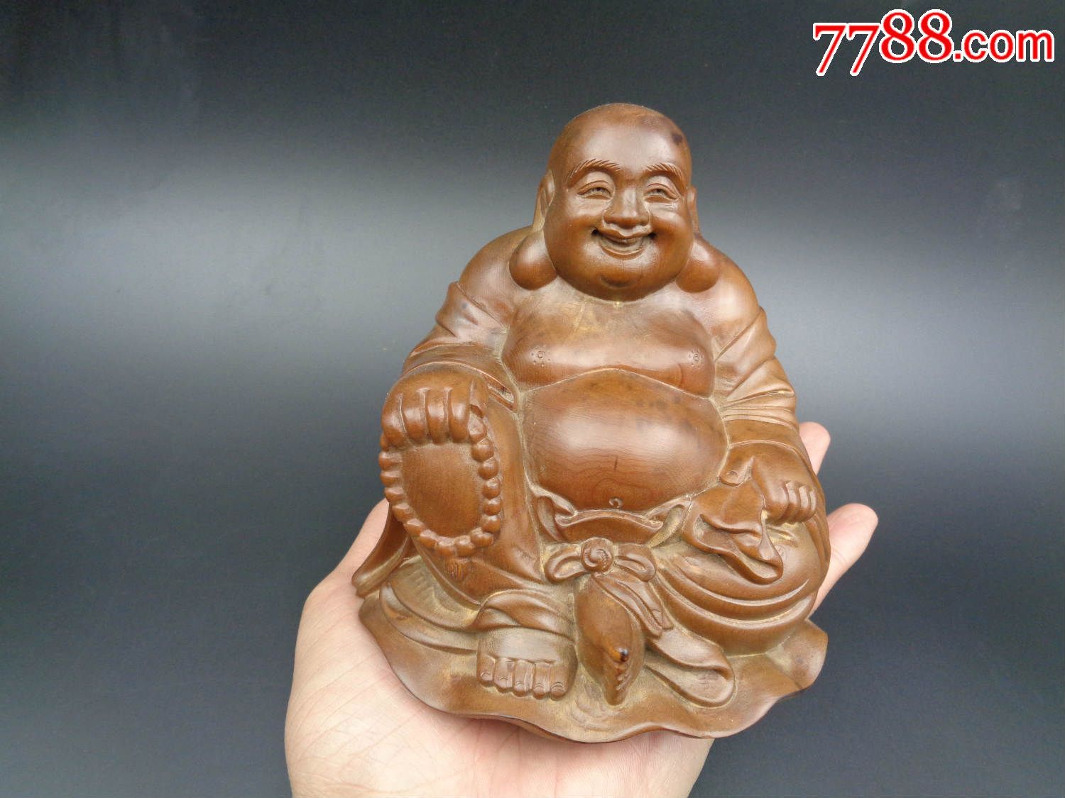 民国时期黄杨木雕笑口常开弥勒佛