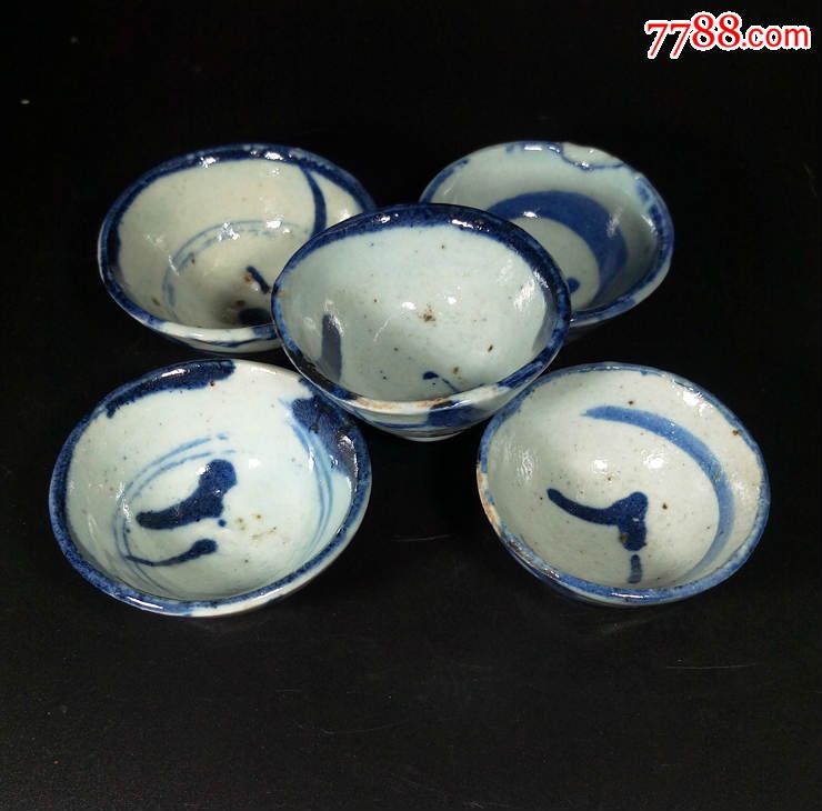 清末青花小酒杯