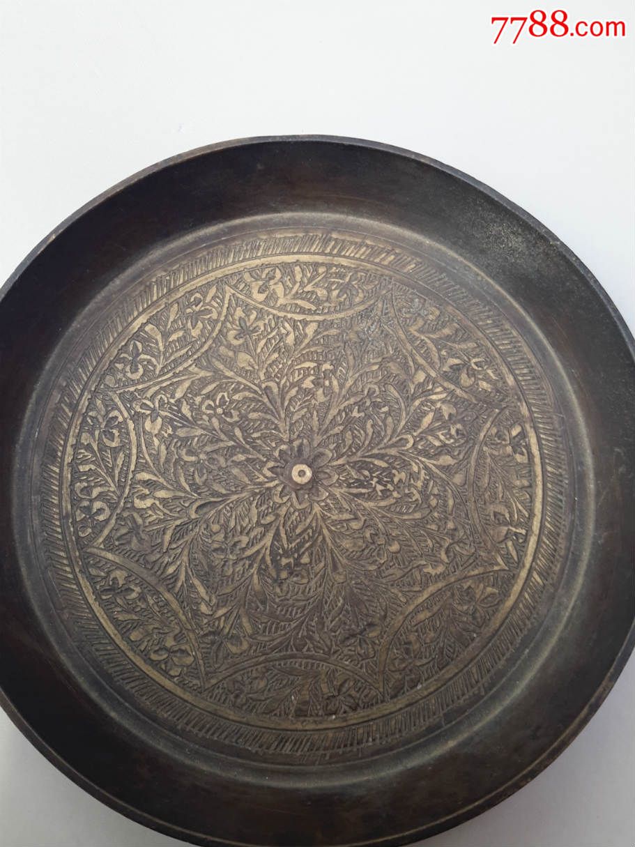 明清刻花小铜盘
