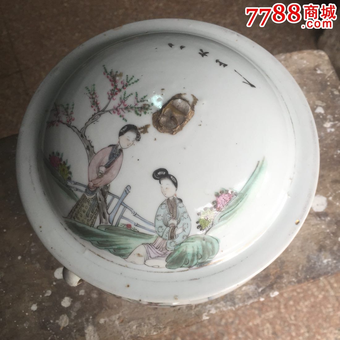 晚清民国,仕女粥罐