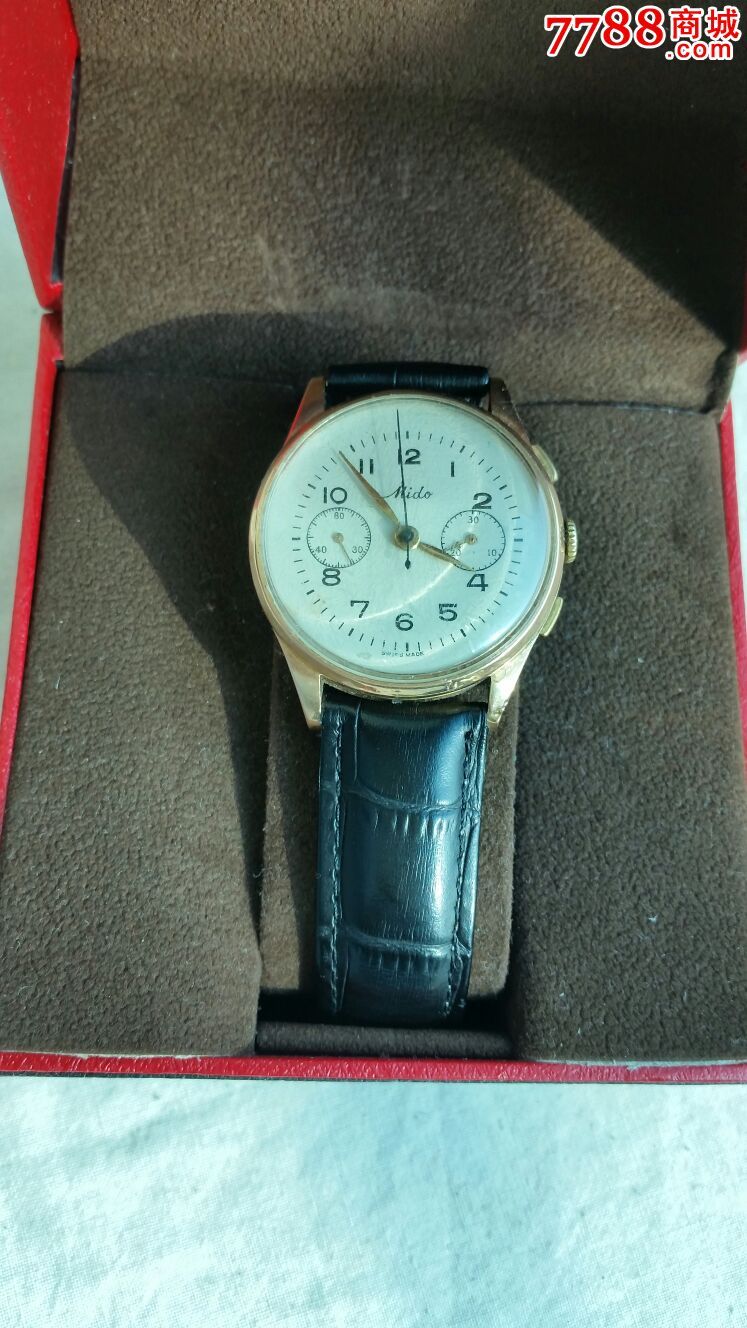 瑞士原装18k实金mido美度,五针古董计时码表_手表/腕表_第2张_7788