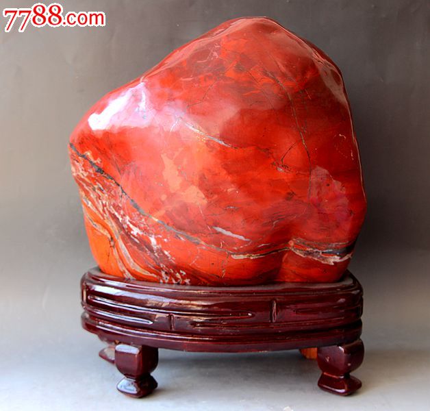 奇石头宝玉石观赏石图案石天然鸡血玉鸡血石红碧玉原石摆件06