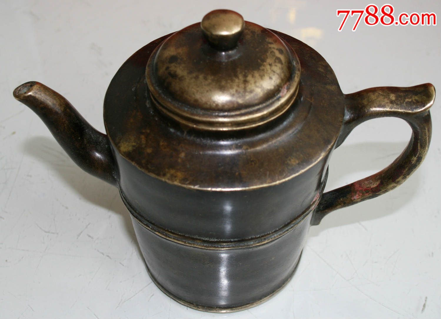 黄铜茶壶赤龙柄宣字款老铜壶