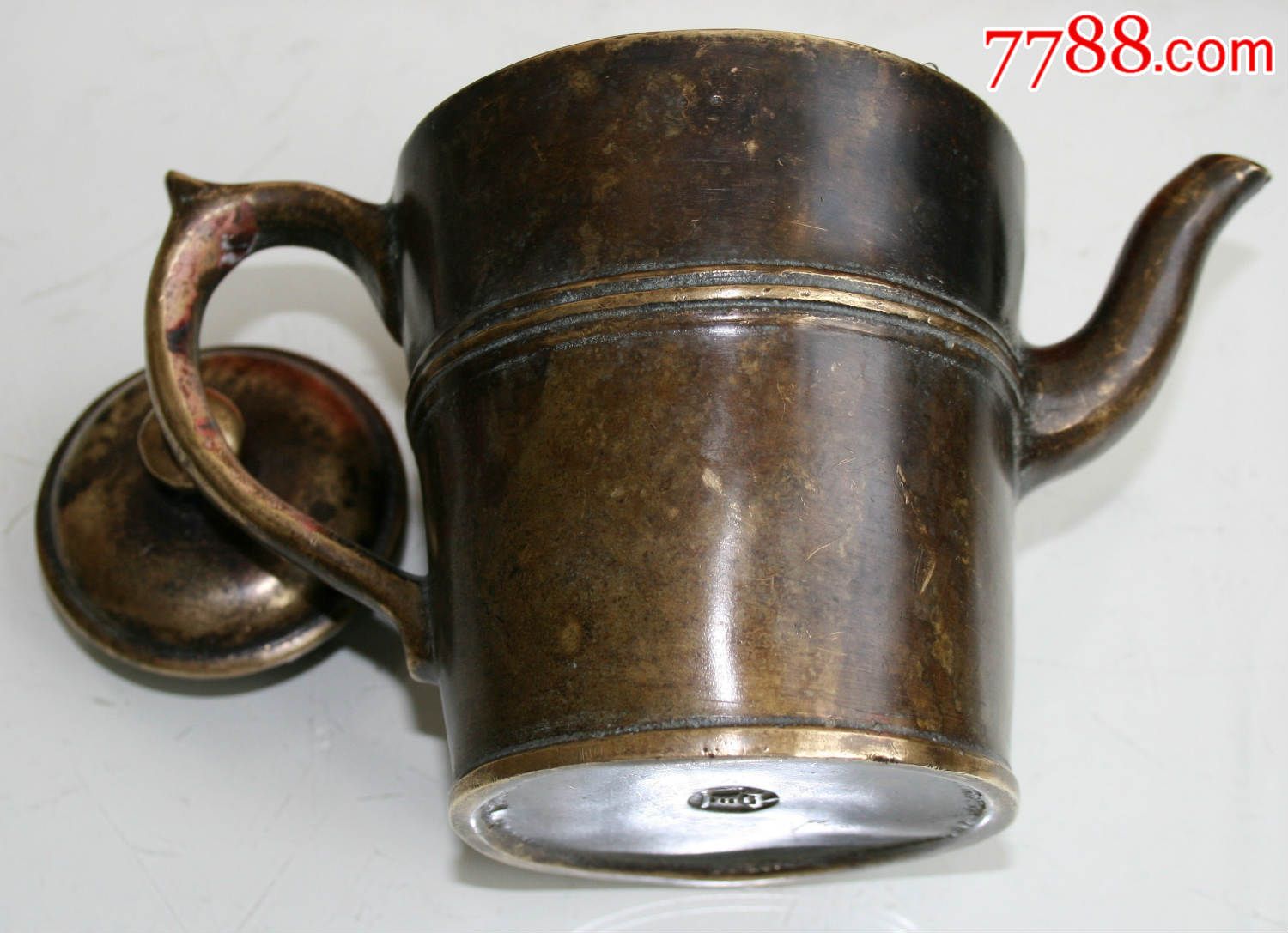 黄铜茶壶赤龙柄宣字款老铜壶