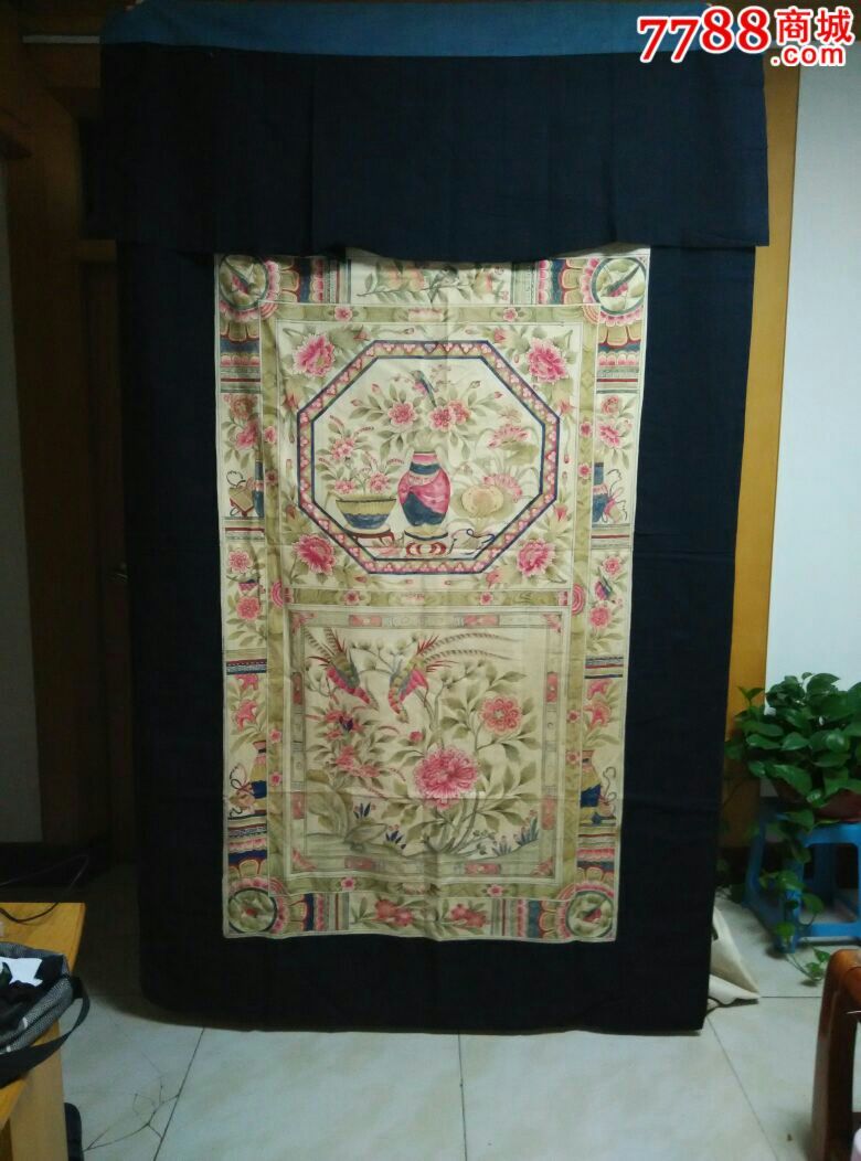 老人工手绘粗布门帘