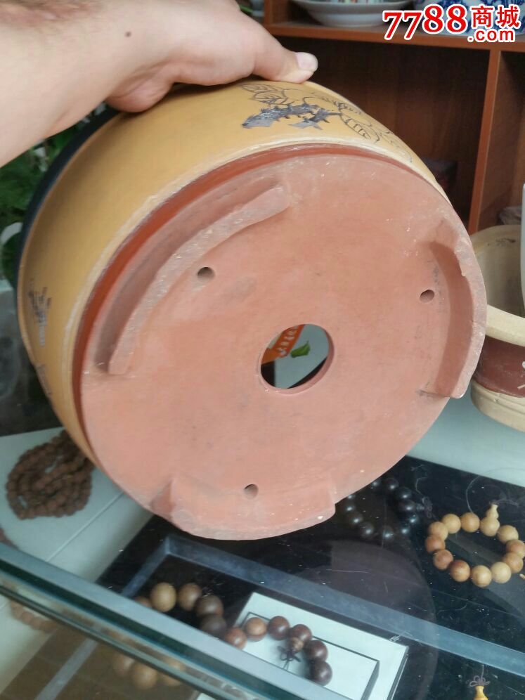 紫砂名家任小松--小石(任淦庭之子)精刻文革紫砂大三足圆盆