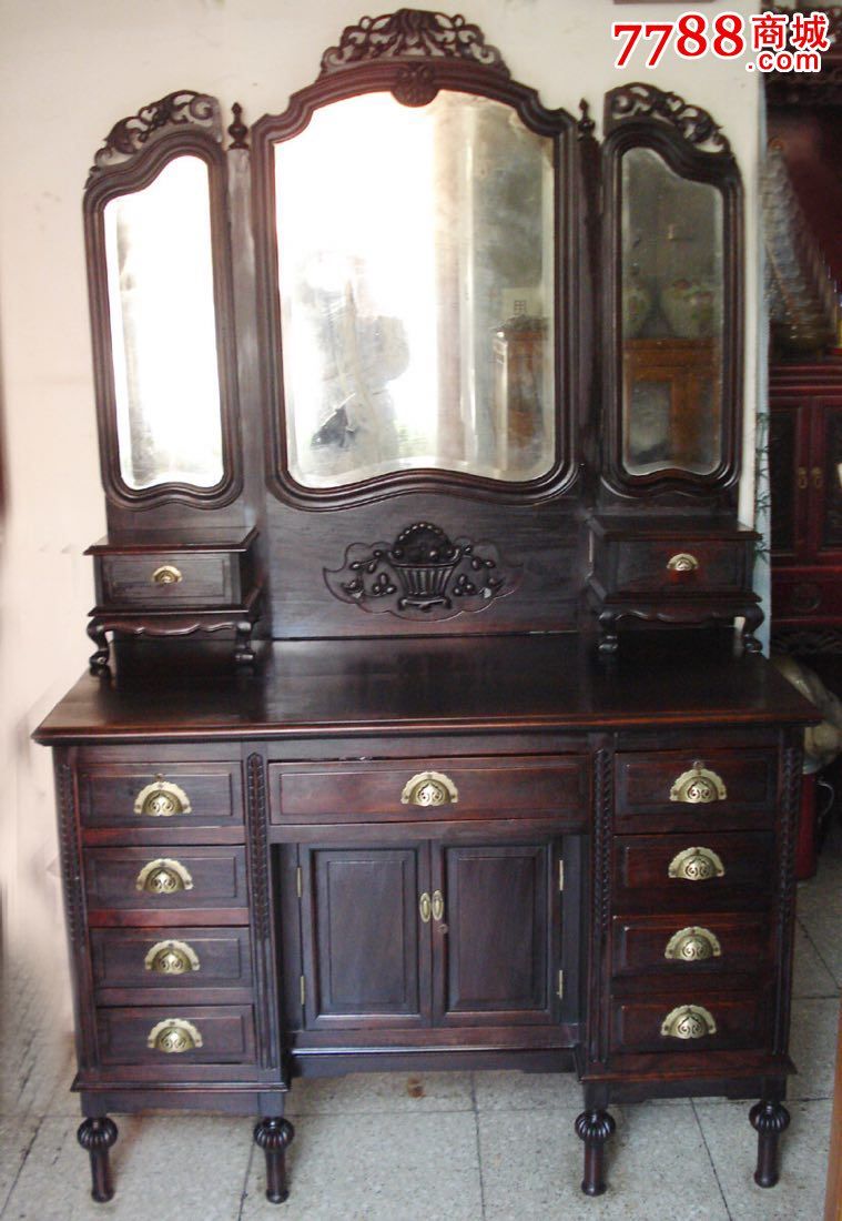 民国时期老红木梳妆台