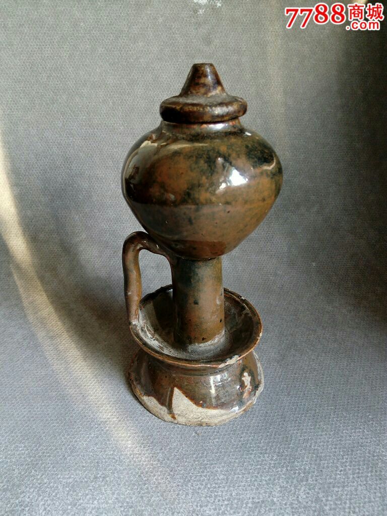 乌金釉单系油灯