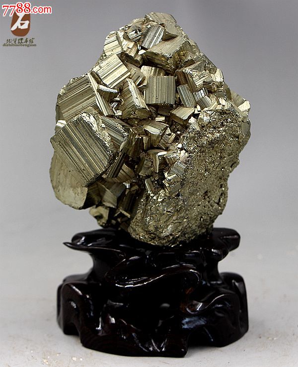 奇石矿物晶体原石黄铁矿狗头金金矿石少见魔方状金黄色黄铁矿44