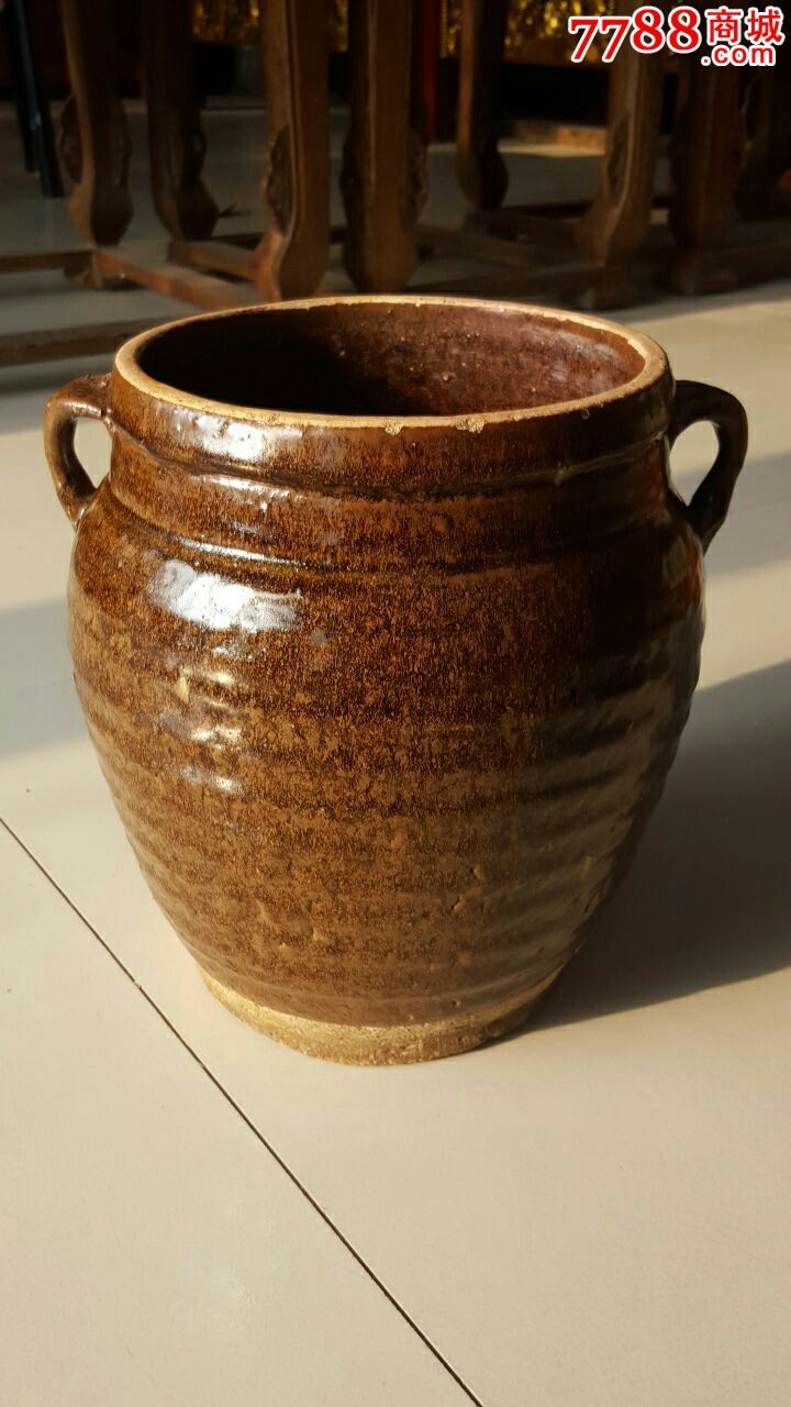 高粱面釉双耳卷缸