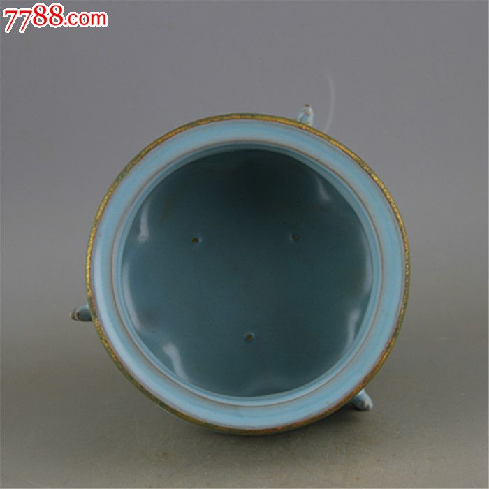 宋汝窑青釉包金三足香炉_青白瓷/影青瓷_第2张_7788瓷器