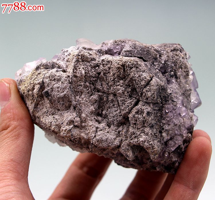 矿物晶体奇石头宝玉石通透层状萤石观赏石天然紫萤石原石标本02