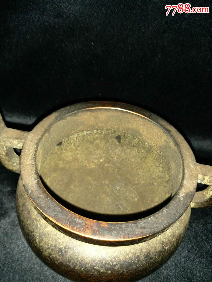 立耳老件铜香炉家藏珍宝款老件紫铜包浆浑厚_价格3800.