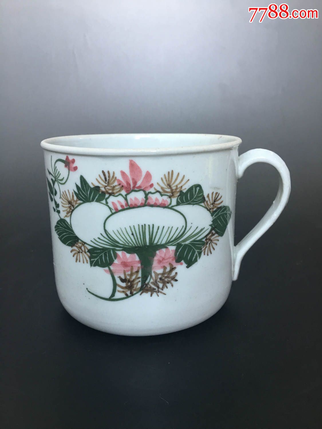 80年代潮州饶平高陂祝君健康窑五彩花朵水杯包快递