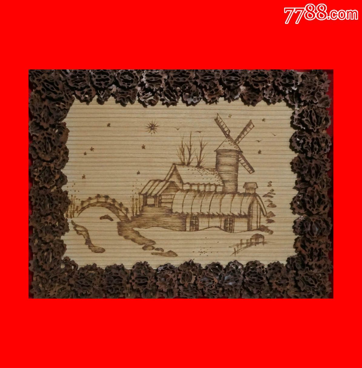 风景工艺木板烫画壁挂