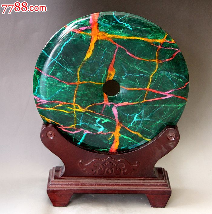 奇石宝玉石原石台湾七彩玉颜色绚丽多彩七彩玉原石摆件平安扣02