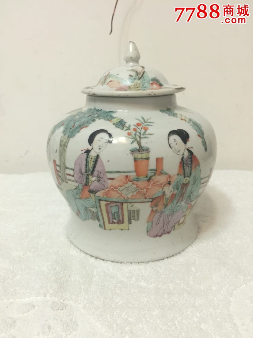 民国王义顺大号芭蕉美人罐子