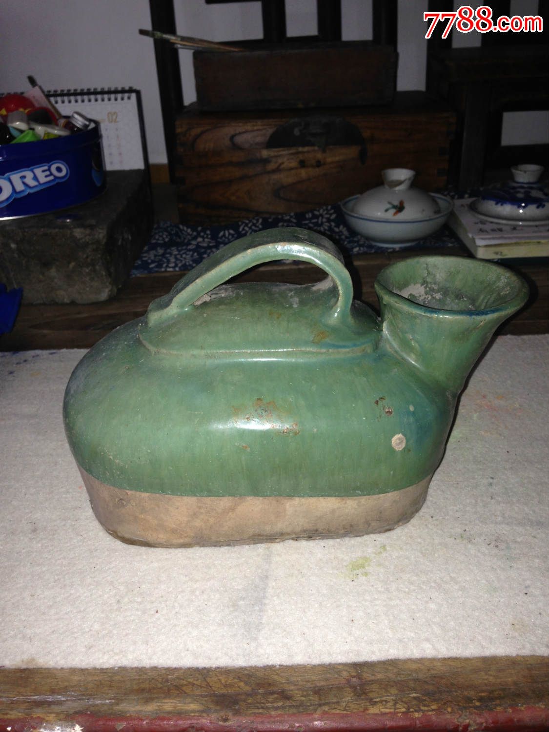 古董古玩收藏杂项明清紫砂绿釉老尿壶老夜壶老瓷器虎子