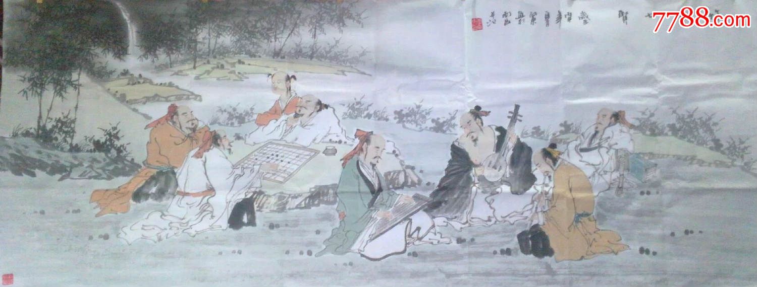 李向东-精品国画-竹林七贤