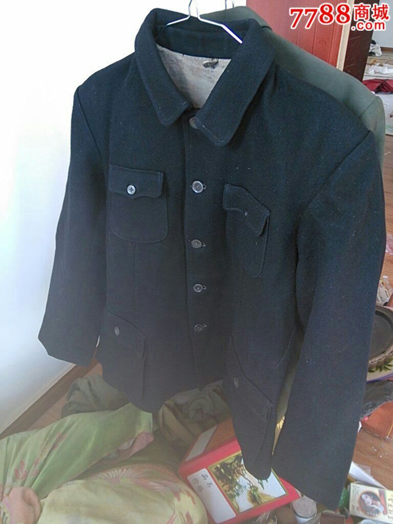 黑色毛呢中山装