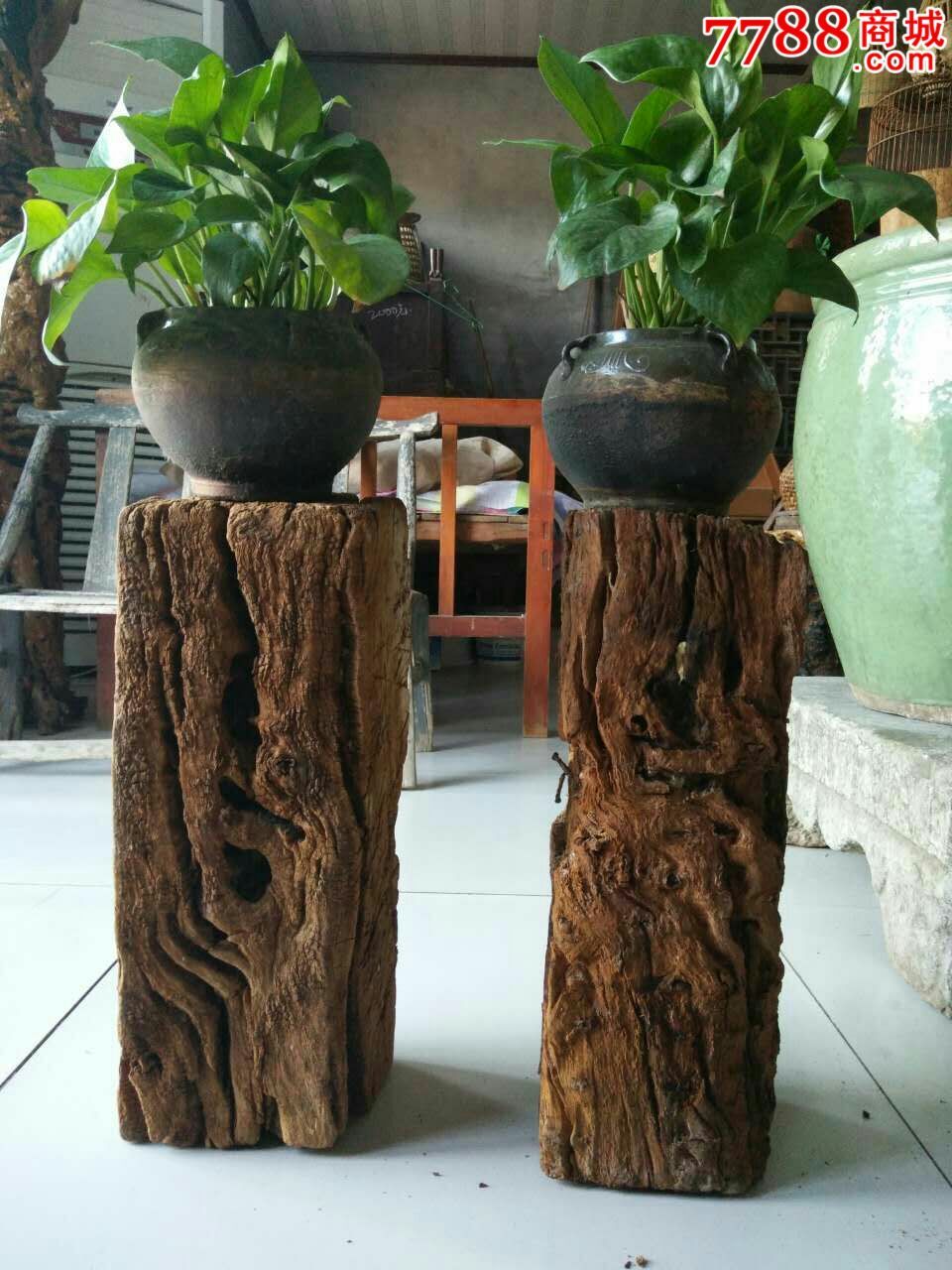 零售批发风化漂亮枣木花盆座