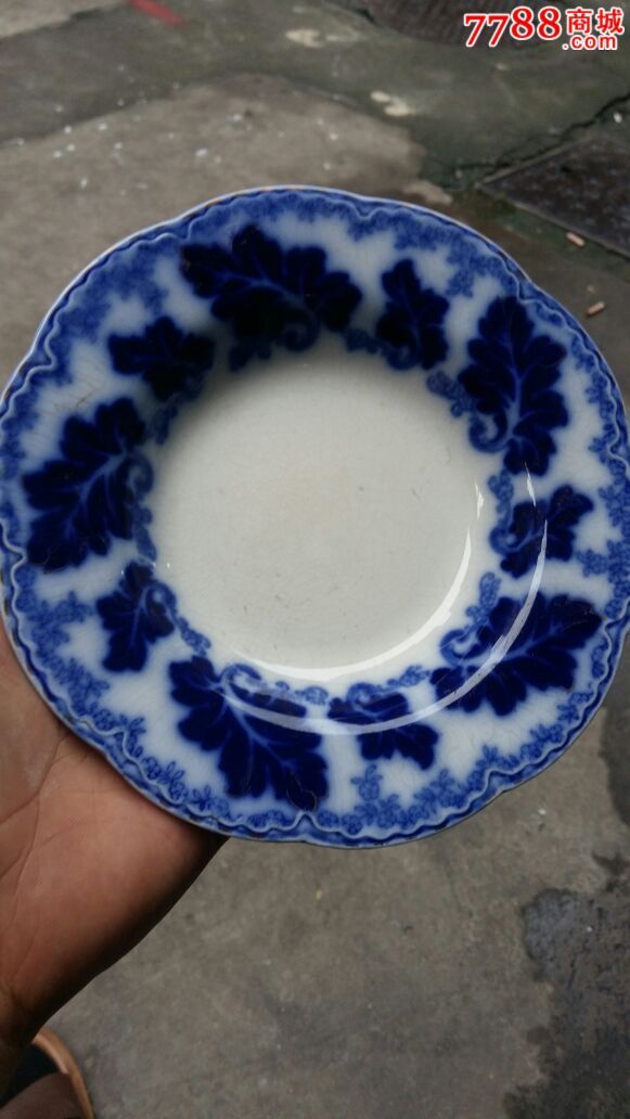民国洋蓝描金瓷盘