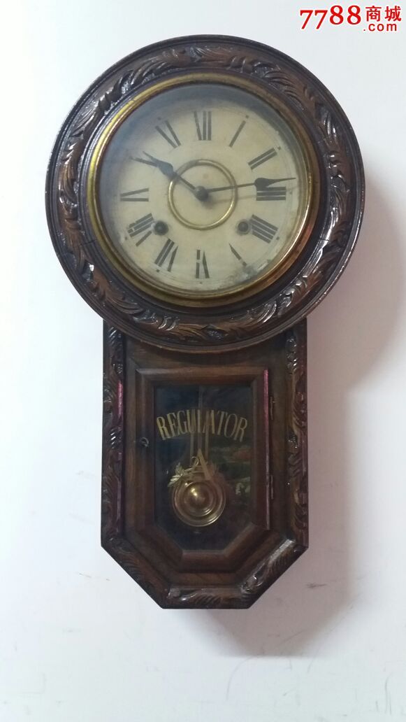 带雕工的民国老挂钟