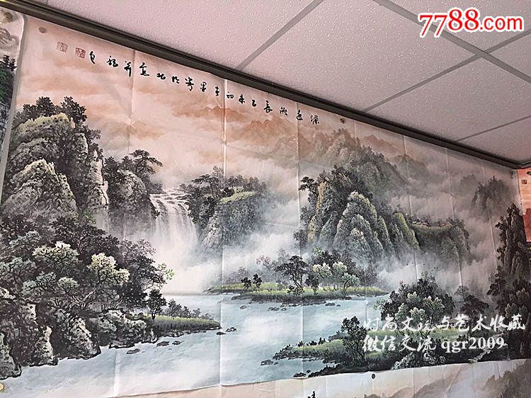 墨宇画家周卡画家山水精品八尺价格欣赏真迹出售(源远流长)