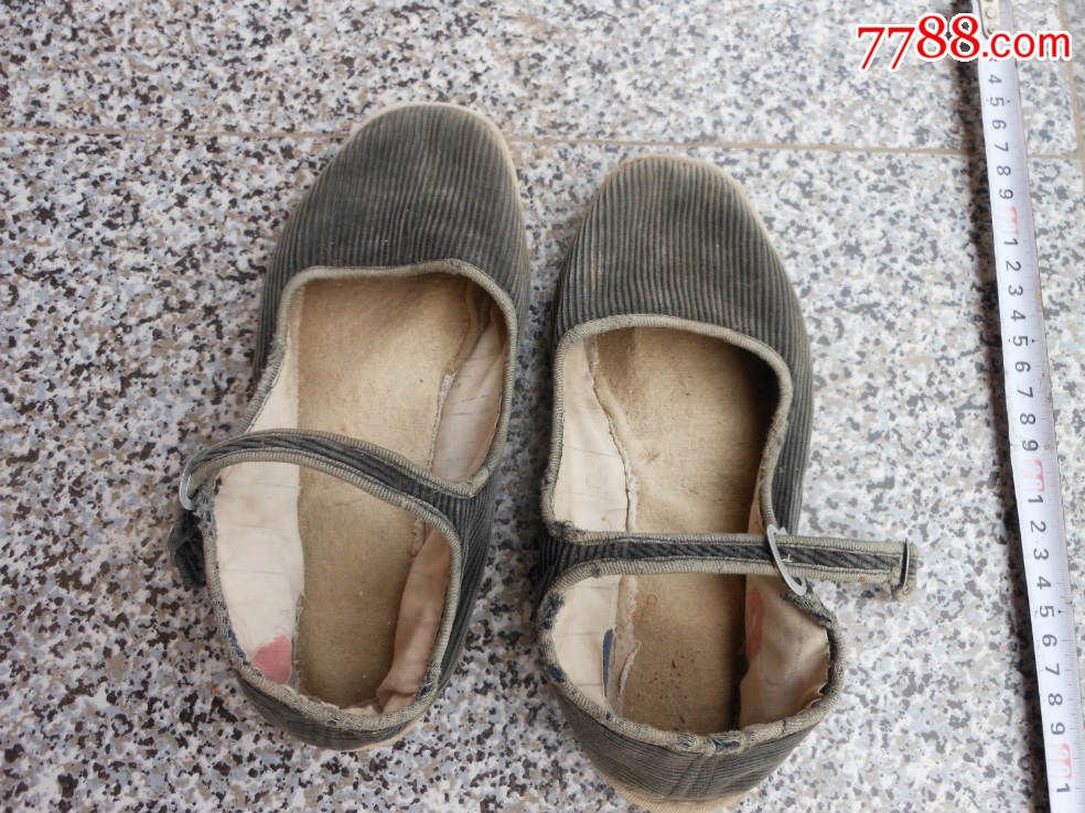 鞋文化旧鞋女鞋女布鞋女式一带鞋布底白塑料底黑色灯芯绒鞋面36码