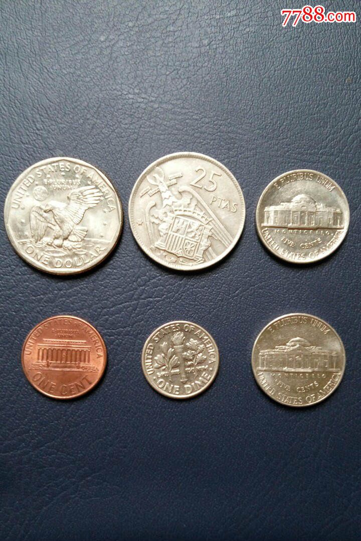 美国流通硬币六枚