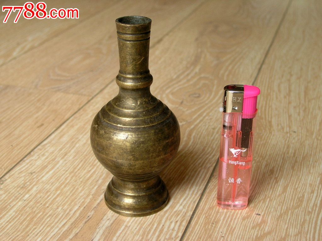 佛教收藏160701边疆早期厚料玄纹佛塔式全铜净水瓶舍利瓶243g