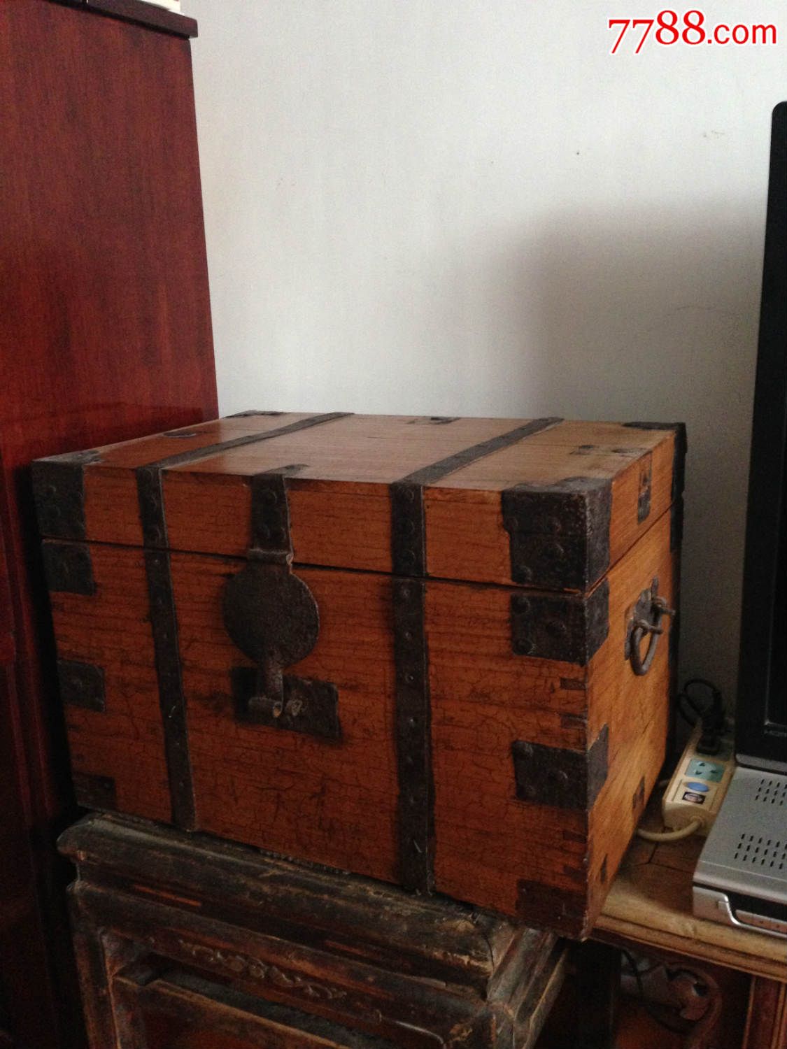 古董古玩收藏家具明清木器大箱子衣箱画箱储物箱榉木木箱
