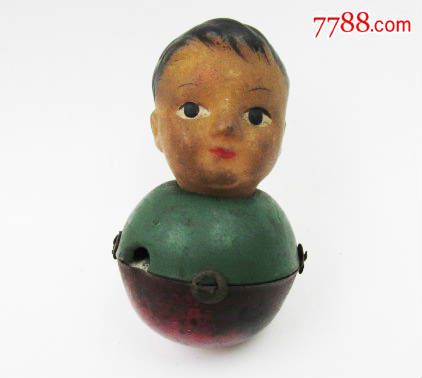 极少见的五十年代铁皮不倒翁~怀旧老玩具