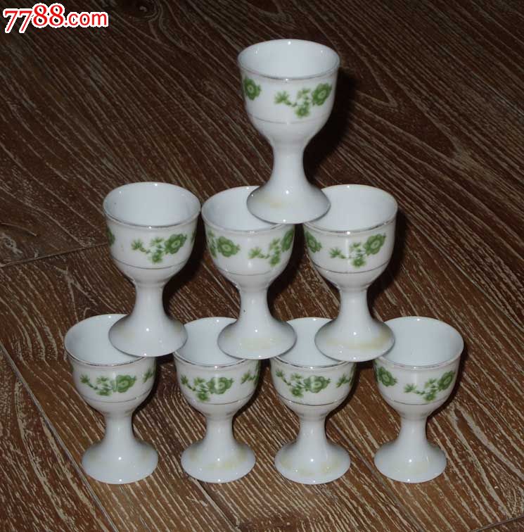 景德镇瓷酒杯高脚小酒杯八只