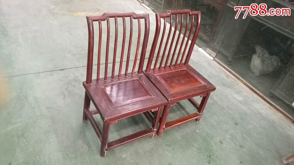 清代全品苏工榉木笔杆椅一对160827002
