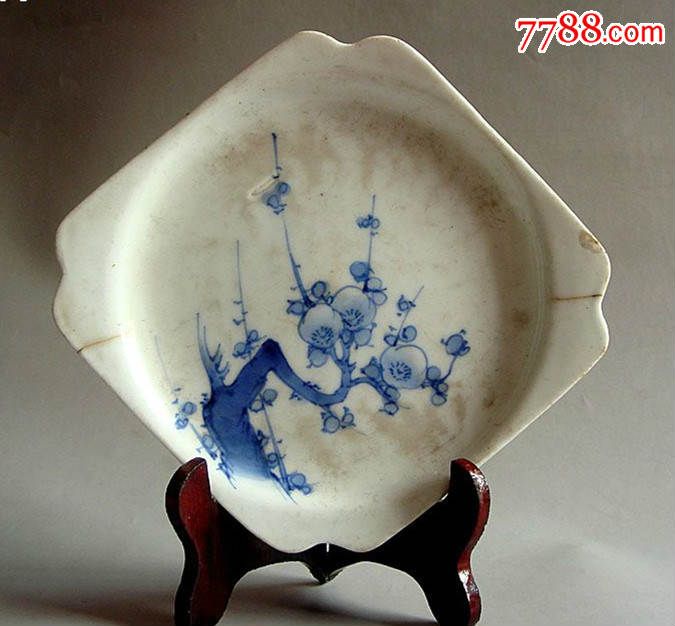 民国手绘梅花盘_青花瓷_第1张_7788瓷器