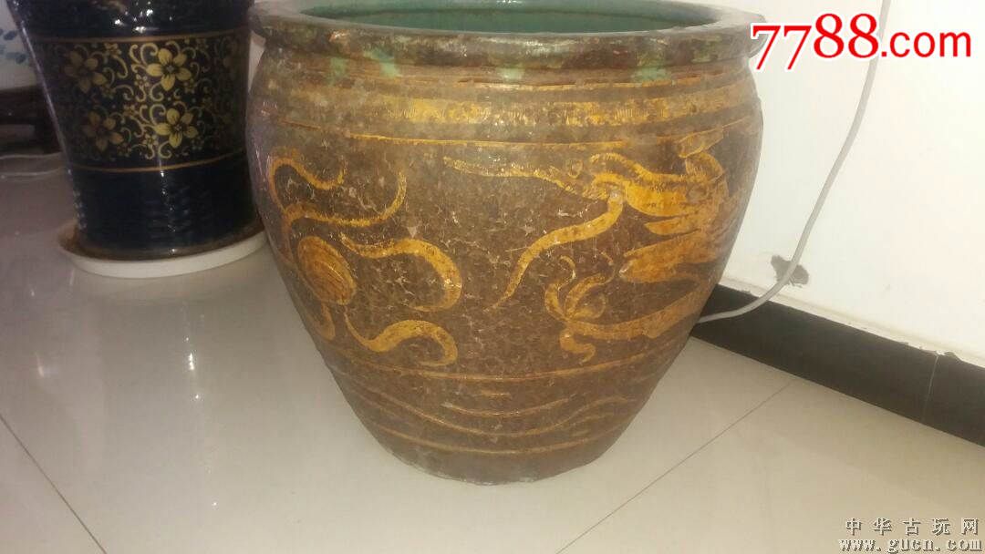 晚清民国龙纹老鱼缸,卷缸_酱釉瓷/紫金釉_第3张_7788瓷器