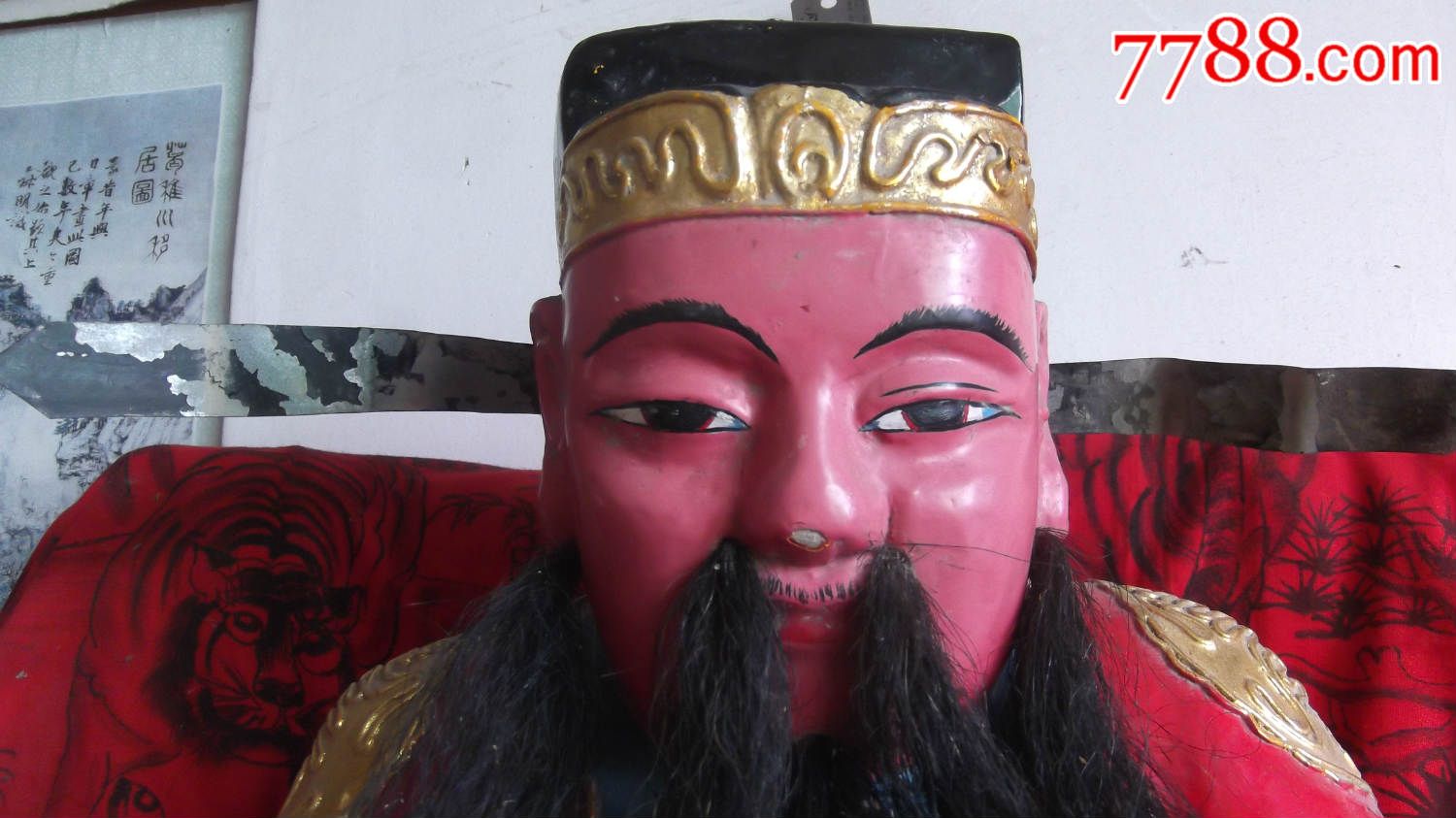 香樟木木雕神像菩萨佛像,纯手工雕刻,重12.3斤,不知什么官人