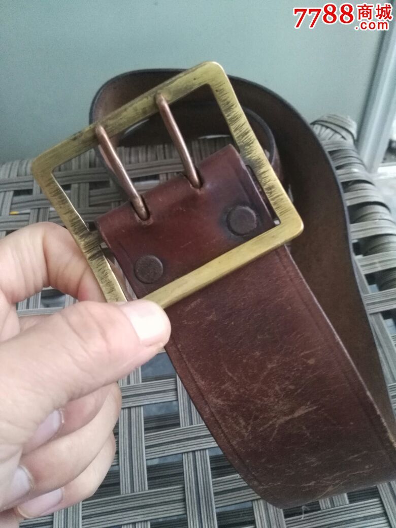 国军双扣老皮带腰带