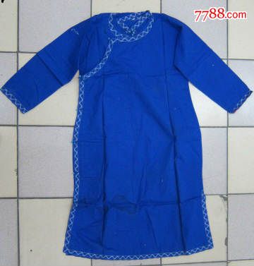 清末民国蓝布长衫袍蓝琉璃扣漂亮